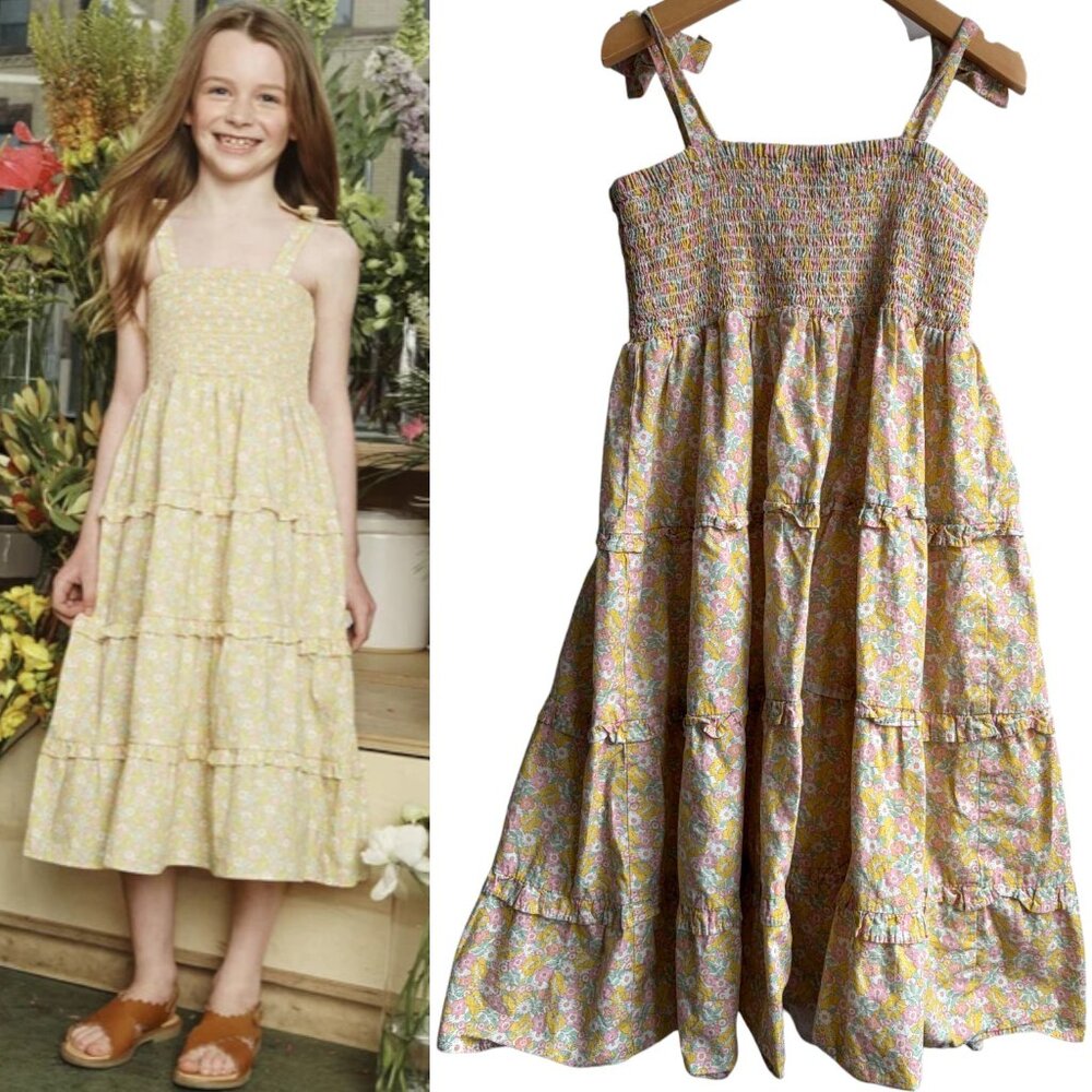 Maison Me Brianna Dress, Cluster Floral Smocked Size 8 Years Girls Medium